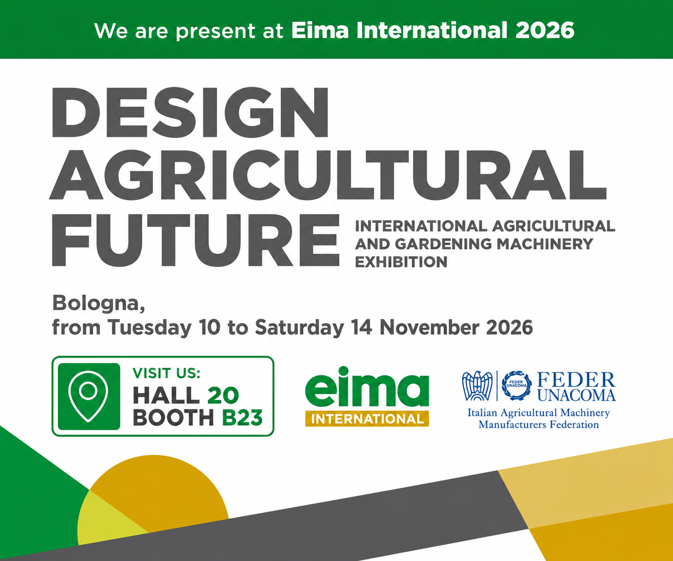 BOLOGNA 10-14 NOVEMBRE 2026 HALL20 - STAND B23